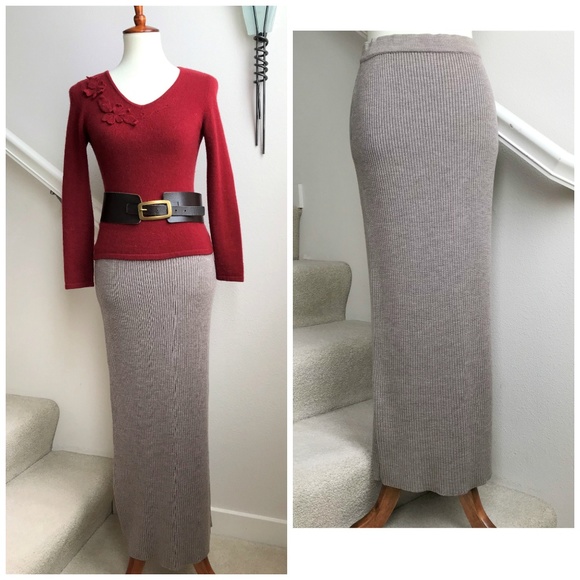 Nordstrom Dresses & Skirts - Nordstrom Merino Wool Taupe Maxi Sweater Skirt